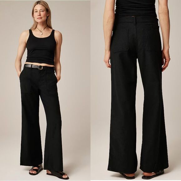 NWT J CREW TALL Camp-pocket wide-leg pant in black - Picture 1 of 9